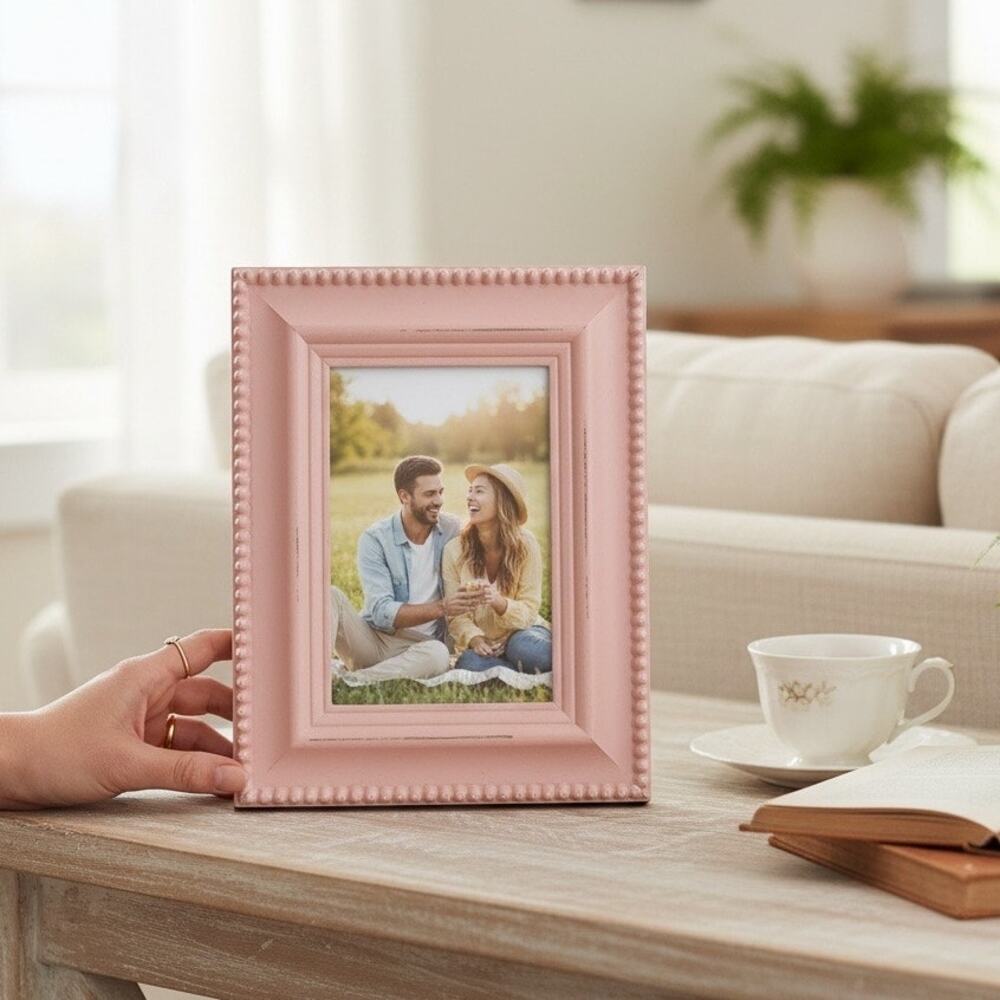 Shabby Chic Pink Picture Frame Home Decor Farmhouse Cottagecore